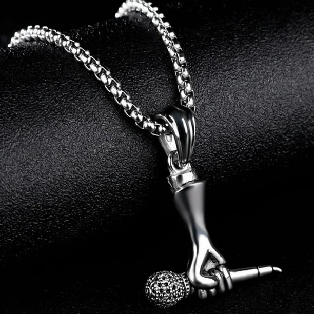 Men's Hip Hop Gold Plated Crystal Microphone Pendant 30" Chain Necklace Jewelry Men's Hip Hop Gold Plated Crystal Microphone Pendant 30" Chain Necklace Jewelry